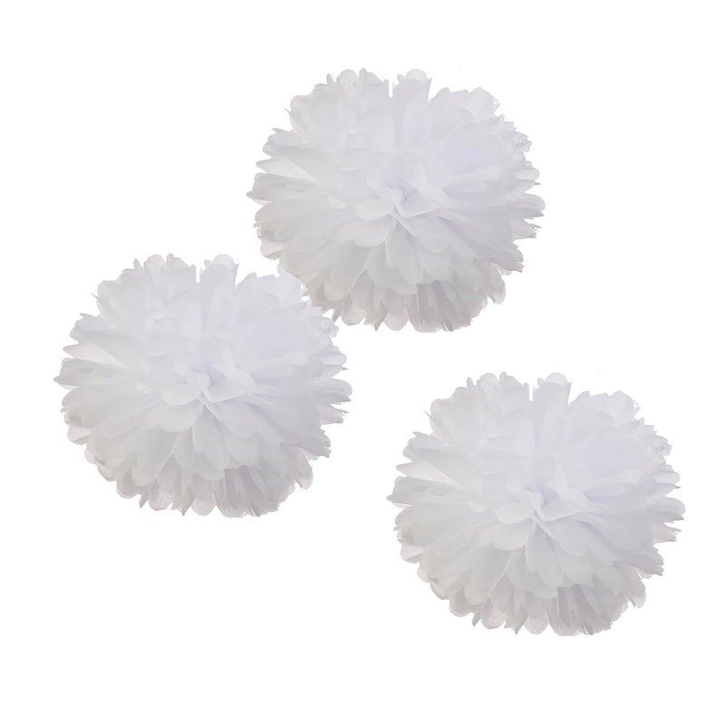 Weven 12" White Tissue Pom Poms DIY Hanging Paper Flowers for Party Decorations, 12 pcs - Image 3